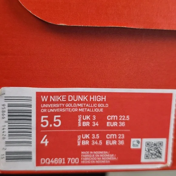 Nike Dunk High (2021) "University Gold" Women's Size 5.5 DQ4691 700 New - Picture 8 of 9